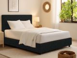 Letto Singolo Grigio Scuro Sfoderabile Contenitore, Dimensione Materasso 90x190 cm - Sinio