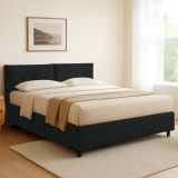 Letto Singolo Grigio Scuro Sfoderabile Contenitore, Dimensione Materasso 90x200 cm - Nocara