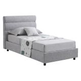 Letto Singolo Grigio Sfoderabile Contenitore, Dimensione Materasso 80x190 cm Made in Italy - Brez