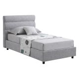 Letto Singolo Grigio Sfoderabile Contenitore, Dimensione Materasso 80x200 cm Made in Italy - Brenta
