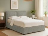 Letto Singolo Grigio Sfoderabile Contenitore, Dimensione Materasso 90x190 cm - Rosora