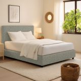 Letto Singolo Grigio Sfoderabile Contenitore, Dimensione Materasso 90x190 cm - Sinio