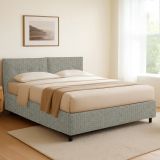 Letto Singolo Grigio Sfoderabile Contenitore, Dimensione Materasso 90x190 cm - Stazzano