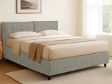 Letto Singolo Grigio Sfoderabile Contenitore, Dimensione Materasso 90x190 cm - Stazzano