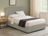 Letto Singolo Grigio Sfoderabile Contenitore, Dimensione Materasso 90x190 cm - Supino