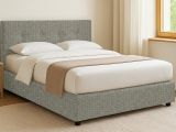 Letto Singolo Grigio Sfoderabile Contenitore, Dimensione Materasso 90x200 cm - Cerzeto