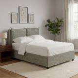 Letto Singolo Grigio Sfoderabile Contenitore, Dimensione Materasso 90x200 cm - Oncino