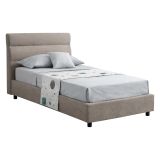 Letto Singolo Grigio Tortora Materasso Incluso Sfoderabile, Contenitore Made in Italy - Adalpina