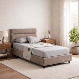 Letto Singolo Grigio Tortora Sfoderabile Contenitore, Dimensione Materasso 80x190 cm Made in Italy - Brez