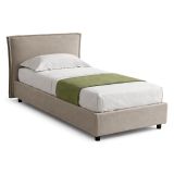 Letto Singolo Grigio Tortora Sfoderabile Contenitore, Dimensione Materasso 80x200 cm Made in Italy - Bruino