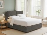Letto Singolo Grigio Tortora Sfoderabile Contenitore, Dimensione Materasso 90x190 cm - Ripi