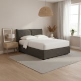 Letto Singolo Grigio Tortora Sfoderabile Contenitore, Dimensione Materasso 90x190 cm - Rosora