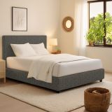 Letto Singolo Grigio Tortora Sfoderabile Contenitore, Dimensione Materasso 90x190 cm - Sinio