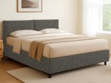 Letto Singolo Grigio Tortora Sfoderabile Contenitore, Dimensione Materasso 90x190 cm - Stazzano