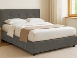 Letto Singolo Grigio Tortora Sfoderabile Contenitore, Dimensione Materasso 90x200 cm - Cerzeto