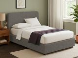 Letto Singolo Grigio Tortora Sfoderabile Contenitore, Dimensione Materasso 90x200 cm - Serrone