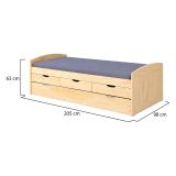 Letto Singolo Marrone Rovere Contenitore Dimensione Materasso 90x200 cm, Singolo - Tavullia