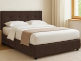 Letto Singolo Marrone Sfoderabile Contenitore, Dimensione Materasso 90x190 cm - Fiumalbo