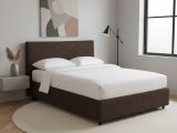Letto Singolo Marrone Sfoderabile Contenitore, Dimensione Materasso 90x190 cm - Quisquina