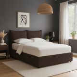 Letto Singolo Marrone Sfoderabile Contenitore, Dimensione Materasso 90x190 cm - Rosora