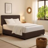 Letto Singolo Marrone Sfoderabile Contenitore, Dimensione Materasso 90x190 cm - Sinio