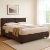 Letto Singolo Marrone Sfoderabile Contenitore, Dimensione Materasso 90x190 cm - Stazzano
