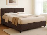 Letto Singolo Marrone Sfoderabile Contenitore, Dimensione Materasso 90x190 cm - Stazzano
