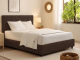 Letto Singolo Marrone Sfoderabile Contenitore, Dimensione Materasso 90x200 cm - Iudica