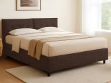 Letto Singolo Marrone Sfoderabile Contenitore, Dimensione Materasso 90x200 cm - Nocara