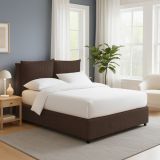 Letto Singolo Marrone Sfoderabile Contenitore, Dimensione Materasso 90x200 cm - Oncino