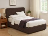 Letto Singolo Marrone Sfoderabile Contenitore, Dimensione Materasso 90x200 cm - Serrone