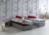 Letto singolo Melissa, Letto contenitore con rivestimento in tessuto, 100% Made in Italy, Apertura laterale, adatto per materasso Cm 80x190, Grigio