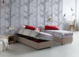 Letto singolo Melissa, Letto contenitore con rivestimento in tessuto, 100% Made in Italy, Apertura laterale, adatto per materasso Cm 80x190, Tortora