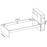 Letto singolo moderno bianco 218x99cm adatto per materasso 90x190 cm - Crispina