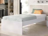 Letto singolo moderno bianco e rovere 194x146cm adatto per materasso 90x190 cm - Guillermo