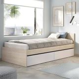 Letto singolo moderno bianco e rovere 194x95 - Arcade