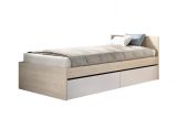 Letto singolo moderno bianco e rovere 194x95 - Arcade