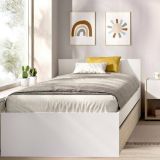 Letto singolo moderno bianco e rovere 194x95cm adatto per materasso 90x190 cm - Pakhar