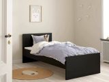 Letto singolo nero 96x196cm adatto per materasso 190x90 cm - Assar