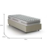Letto singolo Rachele, Letto contenitore con rivestimento in tessuto, 100% Made in Italy, Apertura frontale, con materasso Cm 80x200 incluso, Beige