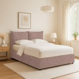 Letto Singolo Rosa Antico Sfoderabile Contenitore, Dimensione Materasso 90x190 cm - Rosora