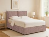 Letto Singolo Rosa Antico Sfoderabile Contenitore, Dimensione Materasso 90x190 cm - Rosora