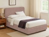 Letto Singolo Rosa Antico Sfoderabile Contenitore, Dimensione Materasso 90x190 cm - Supino