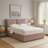 Letto Singolo Rosa Antico Sfoderabile Contenitore, Dimensione Materasso 90x200 cm - Lapedona