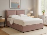 Letto Singolo Rosa Antico Sfoderabile Contenitore, Dimensione Materasso 90x200 cm - Lapedona