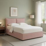 Letto Singolo Rosa Sfoderabile Contenitore, Dimensione Materasso 90x190 cm - Rosora