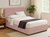 Letto Singolo Rosa Sfoderabile Contenitore, Dimensione Materasso 90x190 cm - Supino