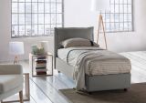 Letto singolo Rossella, Letto contenitore con rivestimento in tessuto, 100% Made in Italy, Apertura frontale, con materasso Cm 80x200 incluso, Grigio