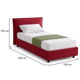 Letto Singolo Rosso Materasso Incluso Sfoderabile, Contenitore Made in Italy - Atrelmo