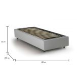 Letto singolo Serena, Letto contenitore con rivestimento in ecopelle, 100% Made in Italy, Apertura frontale, adatto per materasso Cm 90x190, Bianco